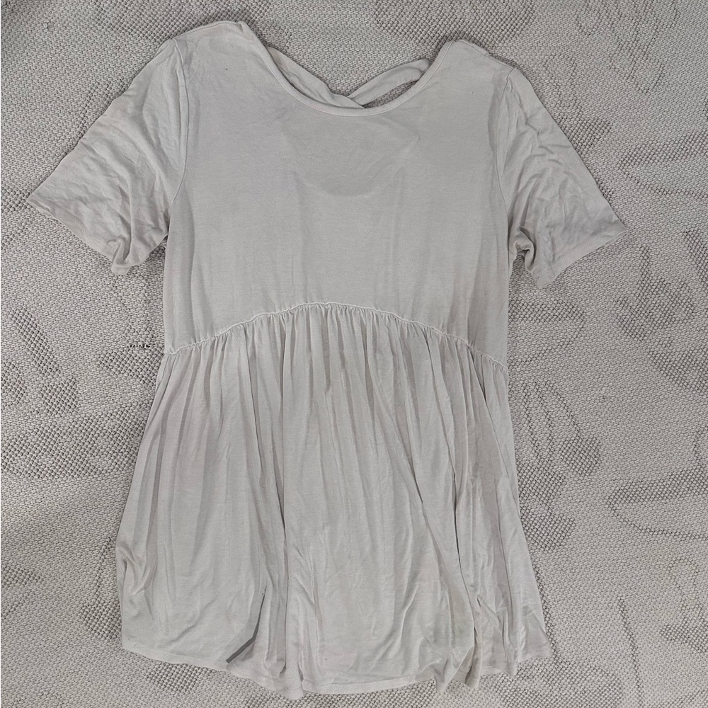 Pinkblush Cream Short-Sleeve Peplum Tunic